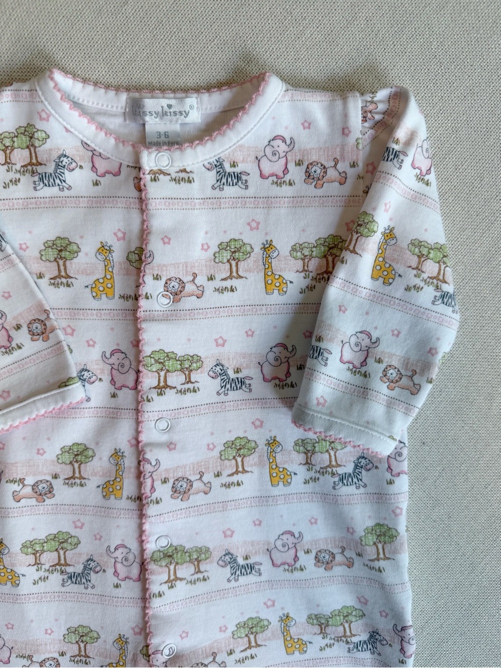 Kissy Kissy Pima Cotton Animal Print Footed Pajama 3-6M